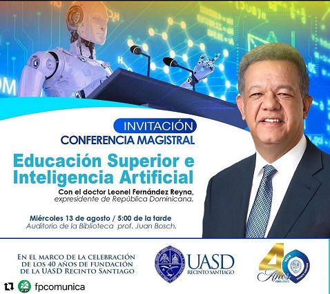 Leonel Fernández ofrecerá conferencia magistral este miécoles en Santiago de los Caballeros.