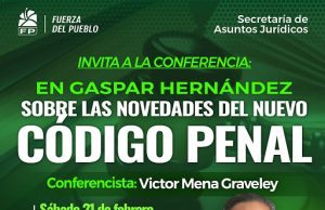 FP organizará conferencia acerca de las «Novedades del Nuevo Código Penal”.