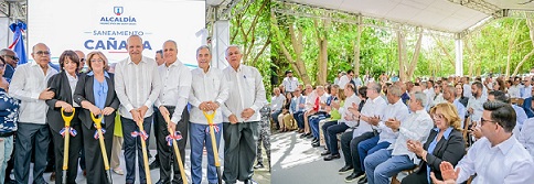 El alcalde Ulises Rodríguez encabeza el acto de iniciacio de los trabajos de saneamiento de la cañanada de Hoya del caimito.